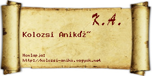 Kolozsi Anikó névjegykártya